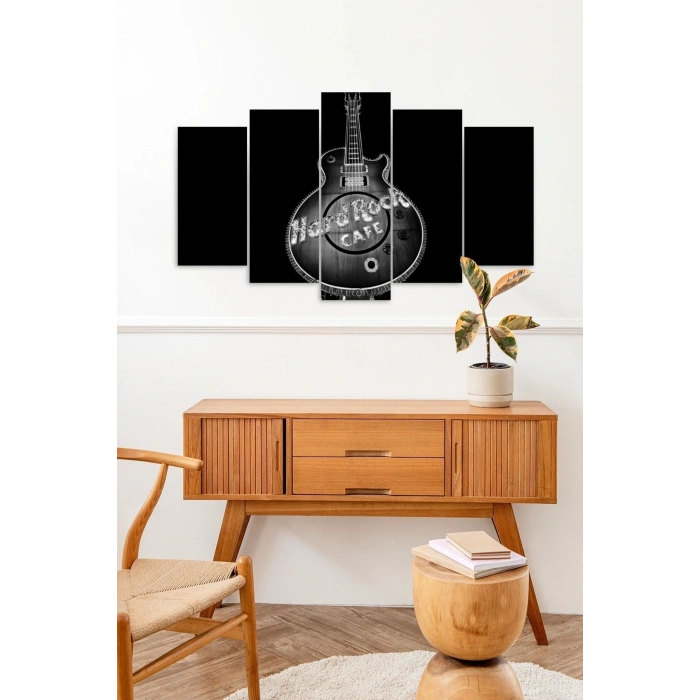 Hard Rock Cafe Guitar 5 Parçalı Mdf Tablo 60 x 100
