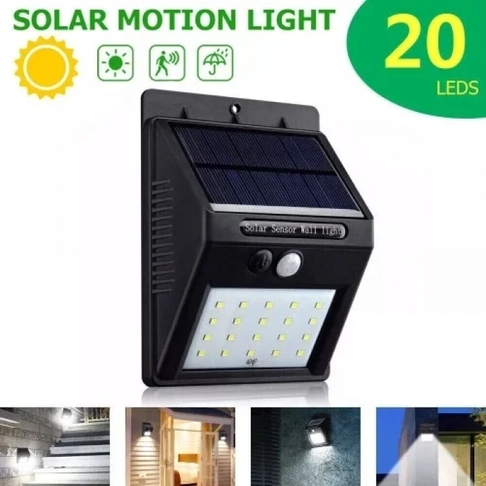 Hareket Sensörlü 20 Led Solar Dış Mekan Lamba