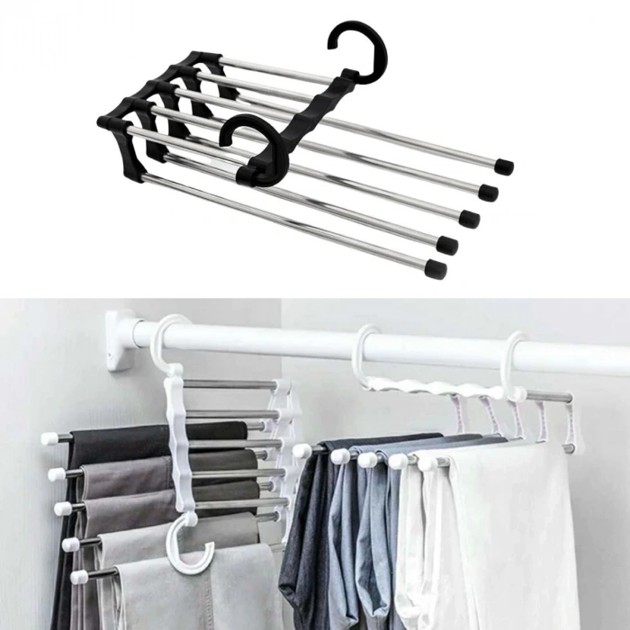 Hareketli Dolap İçi Pantolon Kravat Şal Askı Sistemi Düzenleyici Katmanlı Askılık Organizer (5365)