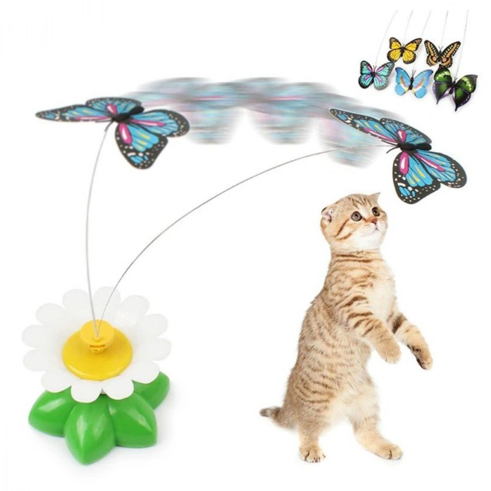 Hareketli Dönen Kelebek - Kedi Oyuncağı ( Pille Çalışır) (5365)