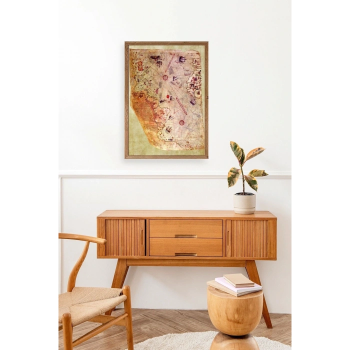 Harita Ahşap Çerçeveli Tablo 17 x 23