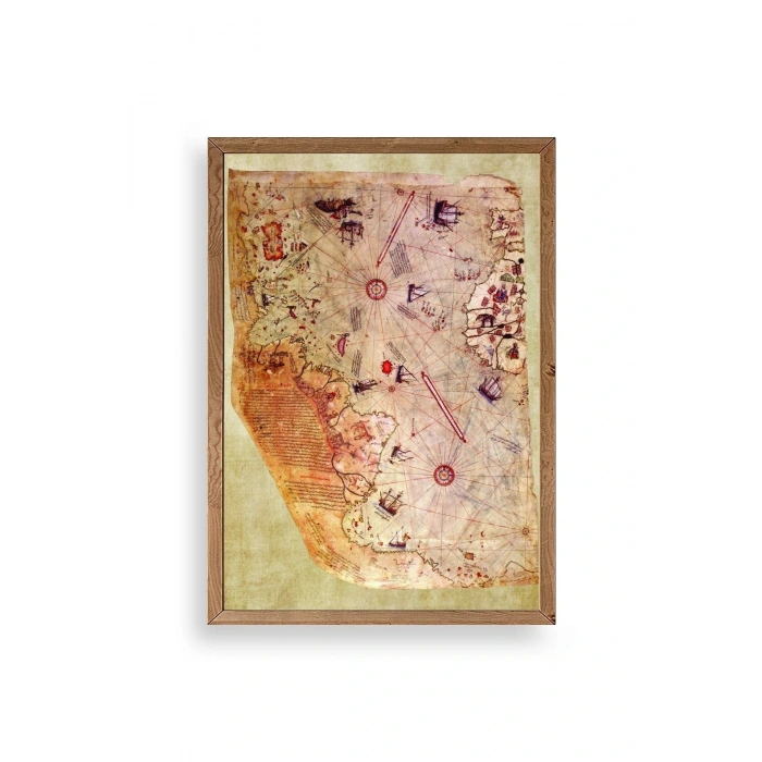 Harita Ahşap Çerçeveli Tablo 23 x 30