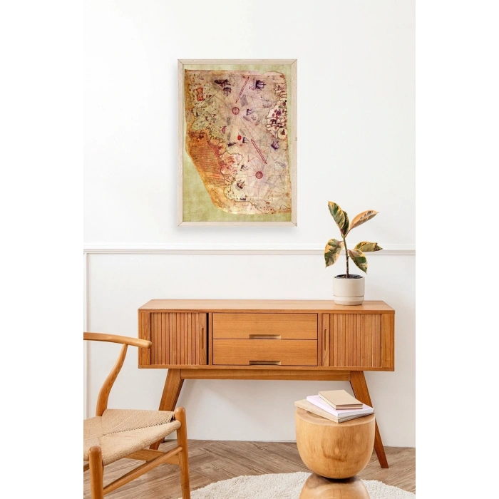 Harita Ahşap Çerçeveli Tablo 50 x 70