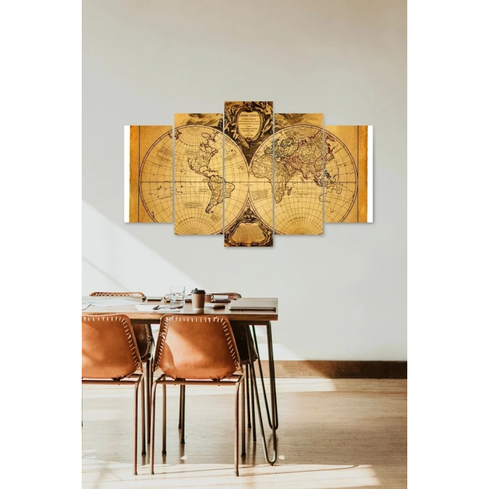 Haritalar 5 Parçalı Mdf Tablo 60 x 100