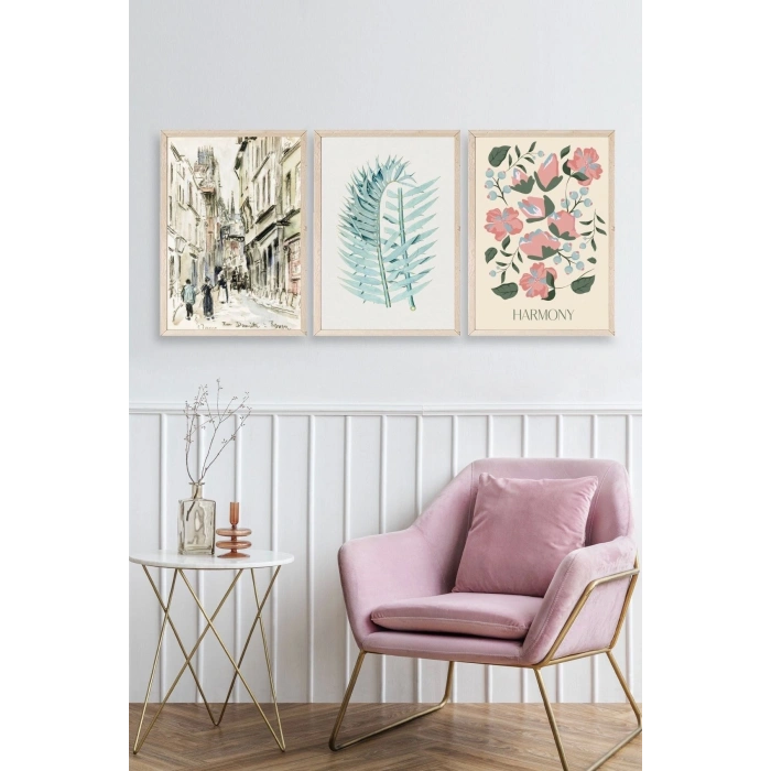 Harmony Üçlü Ahşap Çerçeveli Tablo 23 x 30