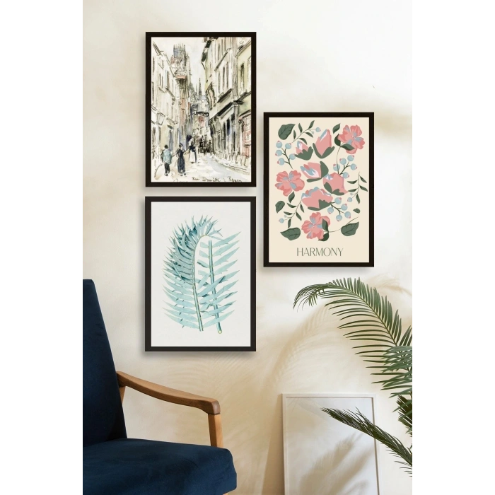 Harmony Üçlü Ahşap Çerçeveli Tablo 23 x 30