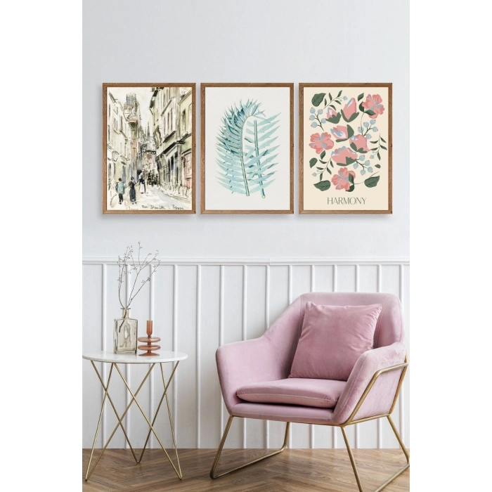 Harmony Üçlü Ahşap Çerçeveli Tablo 23 x 30