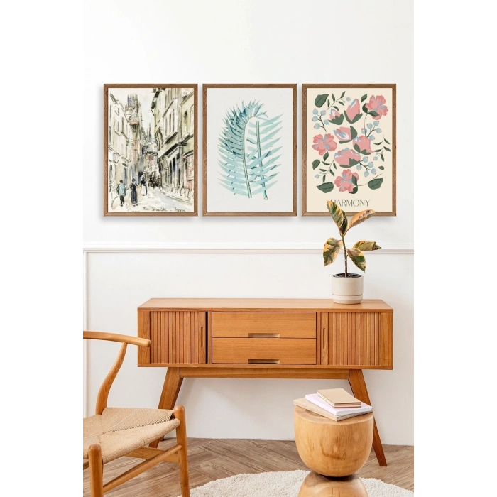 Harmony Üçlü Ahşap Çerçeveli Tablo 23 x 30