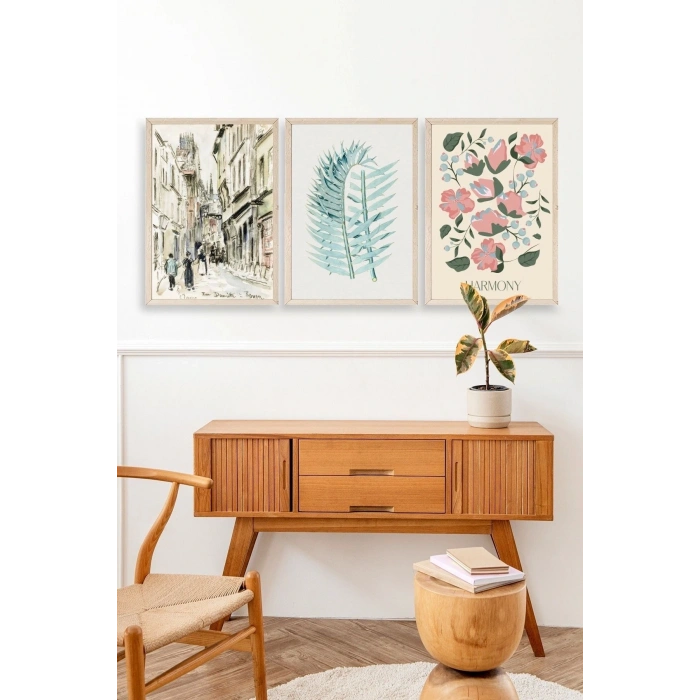 Harmony Üçlü Ahşap Çerçeveli Tablo 30 x 40