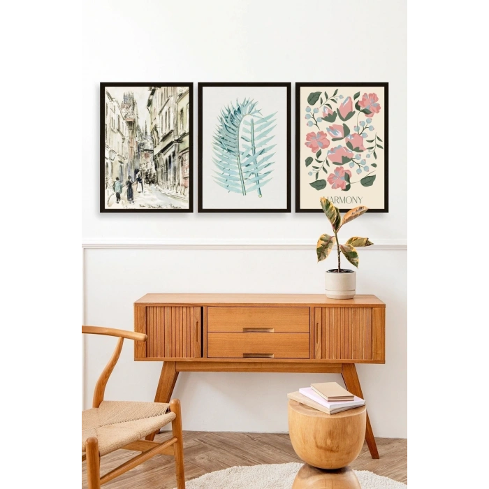Harmony Üçlü Ahşap Çerçeveli Tablo 30 x 40