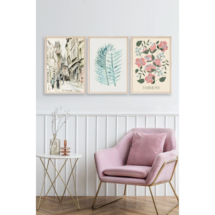Harmony Üçlü Ahşap Çerçeveli Tablo 50 x 70