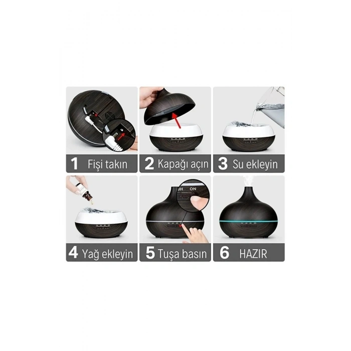 Hava Nemlendirici Buhar Makinesi Ve Aroma Oda Nemlendiricisi Terapi Cihazı Difizör