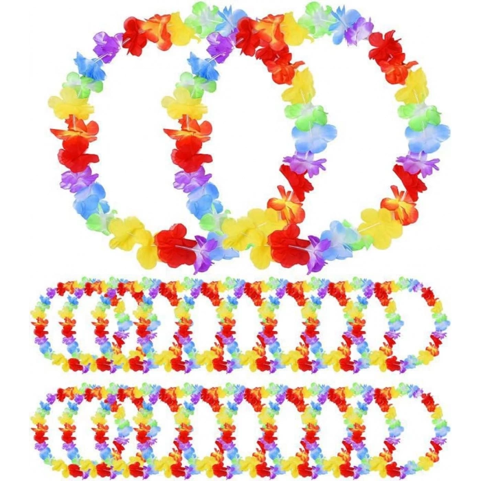 12 Pieces Hawaii Flower Lei Necklace