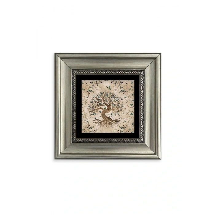 Hayat Ağacı Çerçeveli Taş Tablo 20 cm