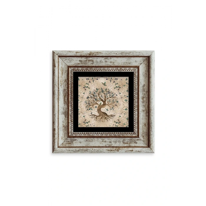 Hayat Ağacı Çerçeveli Taş Tablo 20 cm