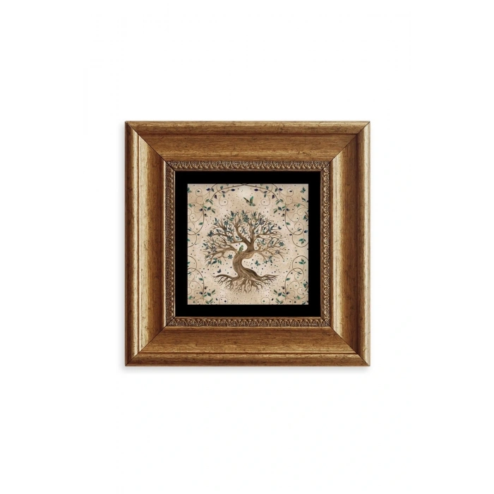 Hayat Ağacı Çerçeveli Taş Tablo 20 cm