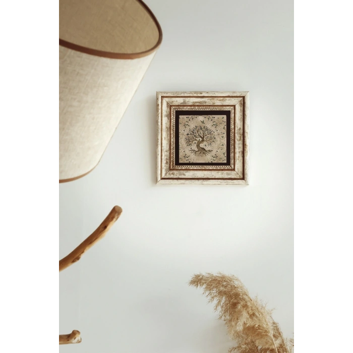 Hayat Ağacı (yaşam) Life Tree Çerçeveli Taş Tablo , Çerçeveli Taş Duvar Dekoru 20 cm