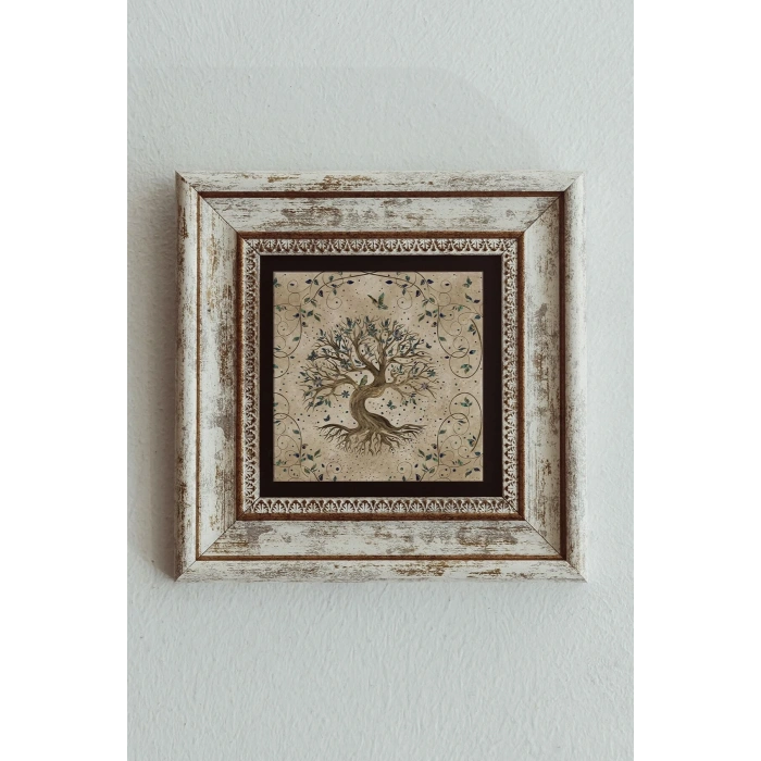 Hayat Ağacı (yaşam) Life Tree Çerçeveli Taş Tablo , Çerçeveli Taş Duvar Dekoru 20 cm