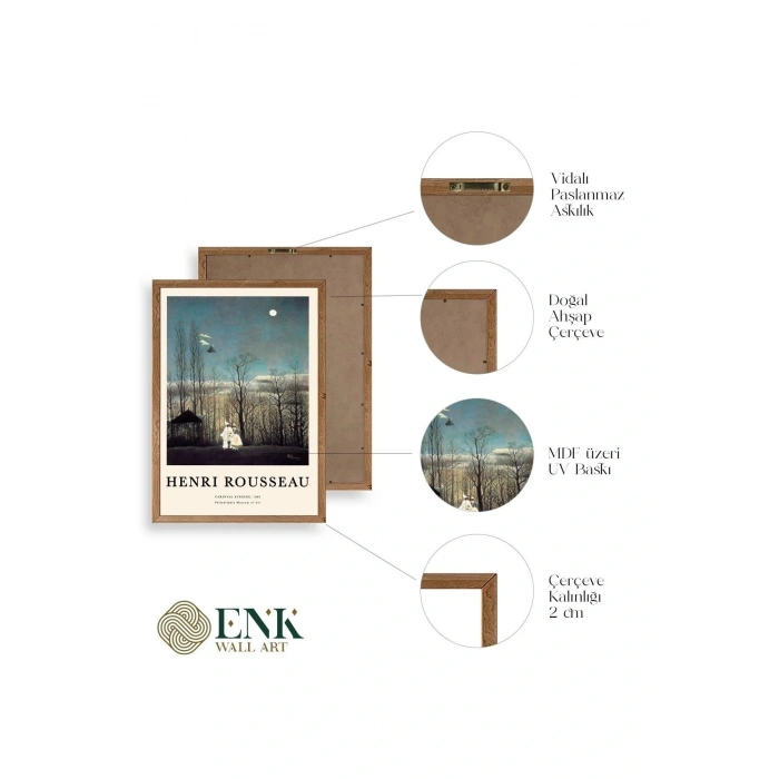 Henri Rousseau Ahşap Çerçeveli Tablo 30 x 42