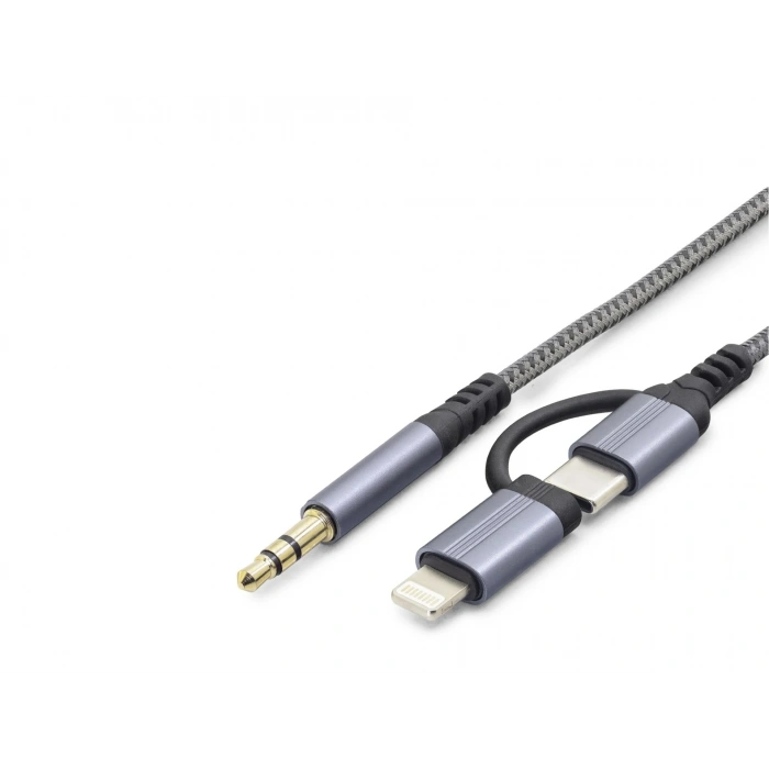 Hibrit Ses Kablosu Type-c Ve Lightning 3.5 Mm - Siyah