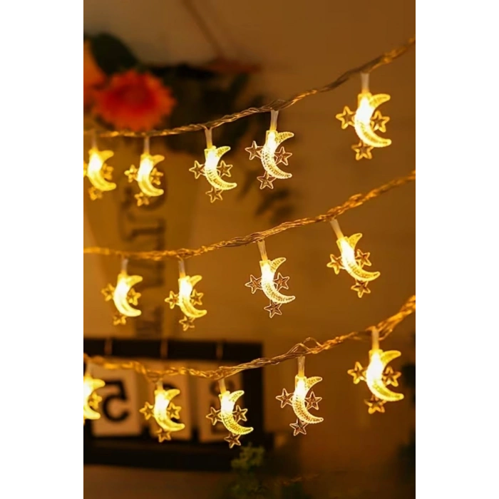 Hilal ve 3 Mini Yıldız Şekilli 3.5 Metre USB LED Işık – 20 LED’li Dekoratif Ramazan Dekorasyonu ve Ortam Aydınlatması hakkında ürün açıklaması