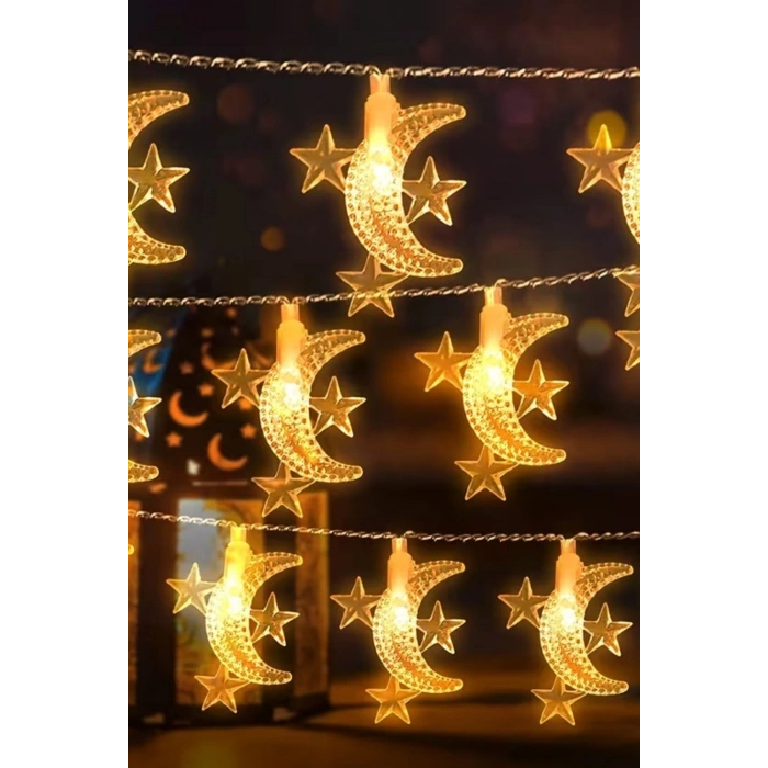 Hilal ve 3 Mini Yıldız Şekilli 3.5 Metre USB LED Işık – 20 LED’li Dekoratif Ramazan Dekorasyonu ve Ortam Aydınlatması hakkında ürün açıklaması