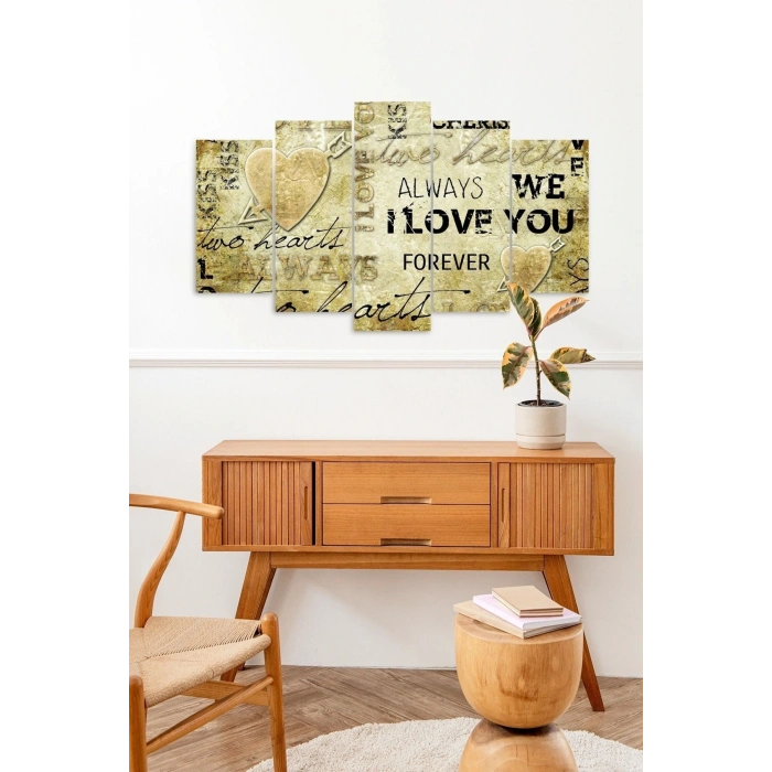 I Love You 5 Parçalı Mdf Tablo 60 x 100