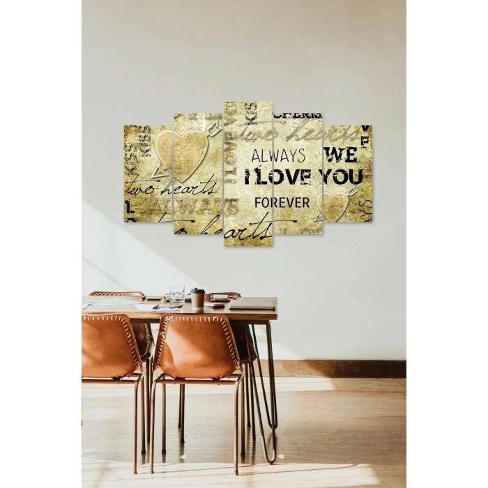 I Love You 5 Parçalı Mdf Tablo 60 x 100