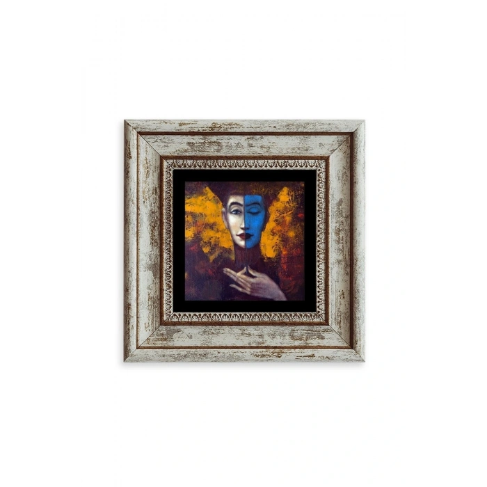 İki Ruh Hali Kadın Çerçeveli Taş Tablo 20 cm