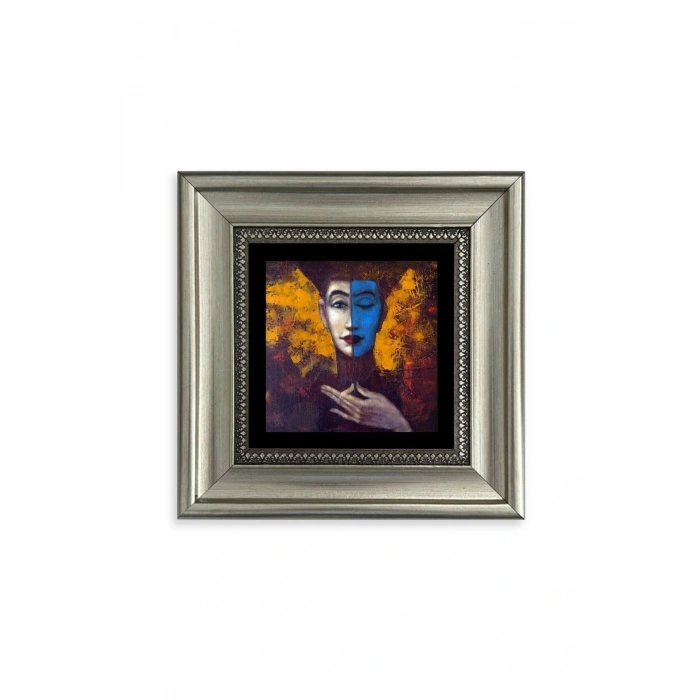 İki Ruh Hali Kadın Çerçeveli Taş Tablo 20 cm