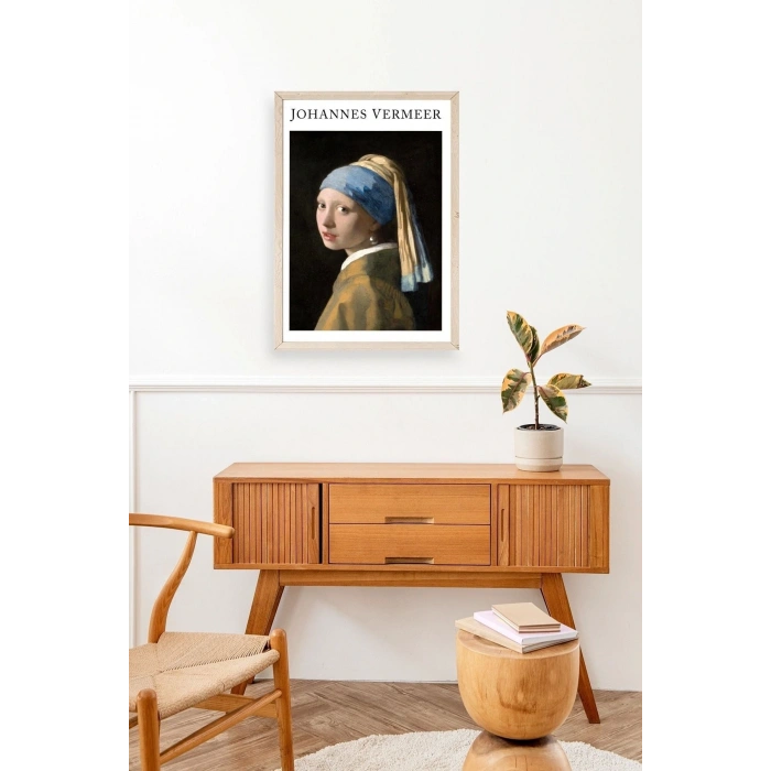 İnci Küpeli Kız Ahşap Çerçeveli Tablo 17 x 23