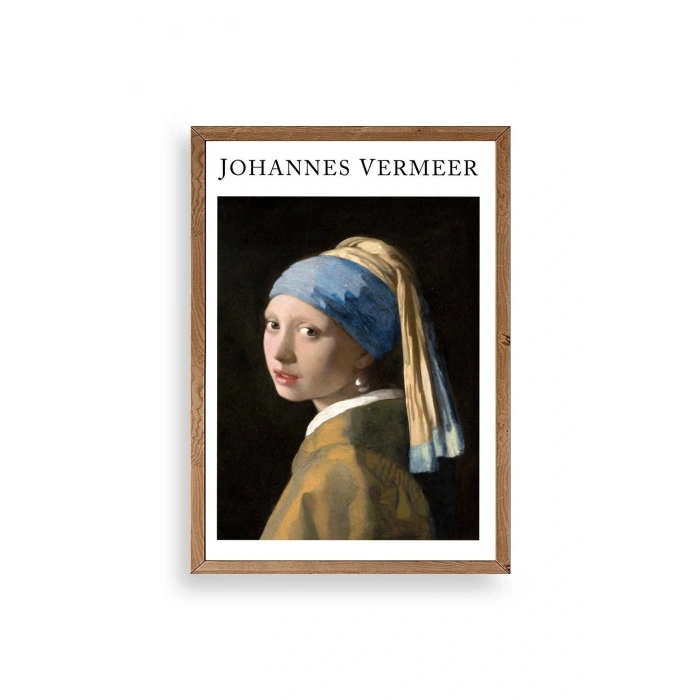 İnci Küpeli Kız Ahşap Çerçeveli Tablo 23 x 30