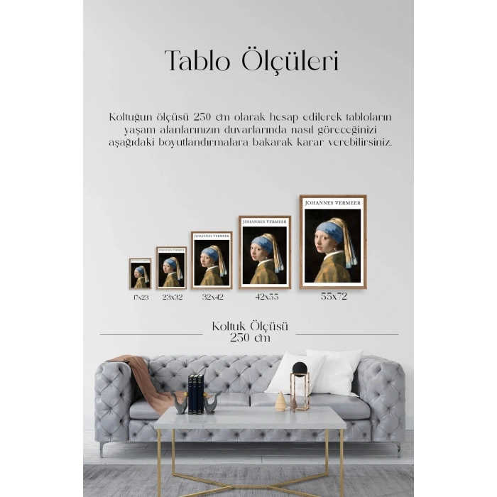 İnci Küpeli Kız Ahşap Çerçeveli Tablo 50 x 70