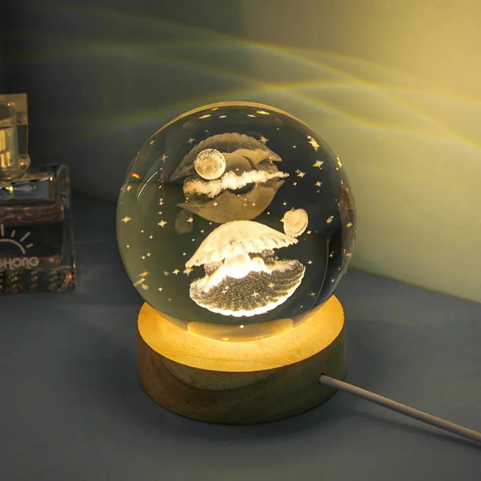 Pearl Oyster Designed Illuminated Glass Sphere