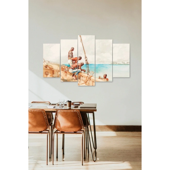 İnsan Manzarası 5 Parçalı Mdf Tablo 60 x 100