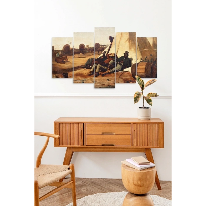 İnsan Manzarası 5 Parçalı Mdf Tablo 60 x 100