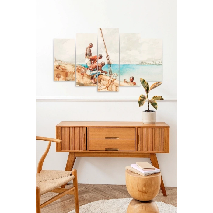 İnsan Manzarası 5 Parçalı Mdf Tablo 60 x 100