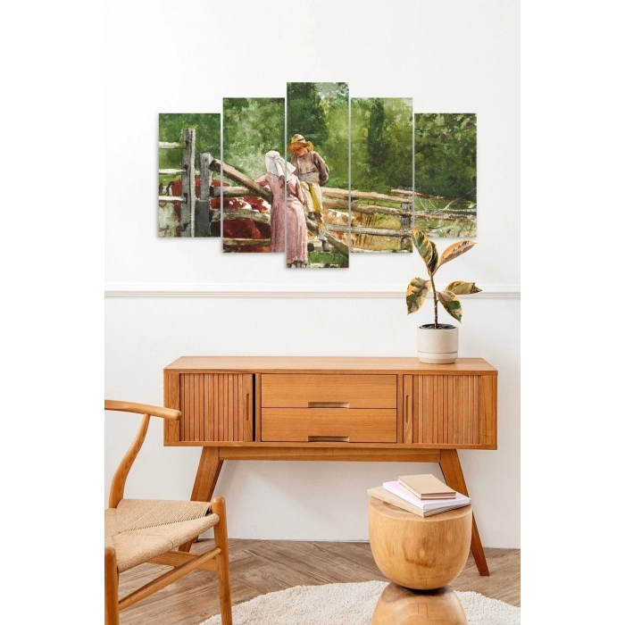 İnsan Manzarası 5 Parçalı Mdf Tablo 60 x 100