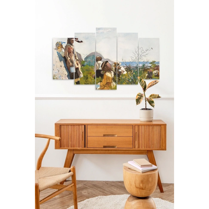 İnsan Manzarası 5 Parçalı Mdf Tablo 60 x 100
