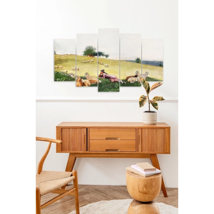 İnsan Manzarası5 Parçalı Mdf Tablo 60 x 100