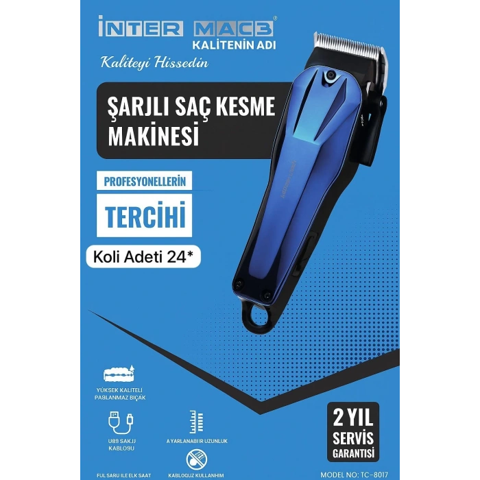inter Mac3 Şarjlı Saç Kesme Makinesi TC-8017 (5365)