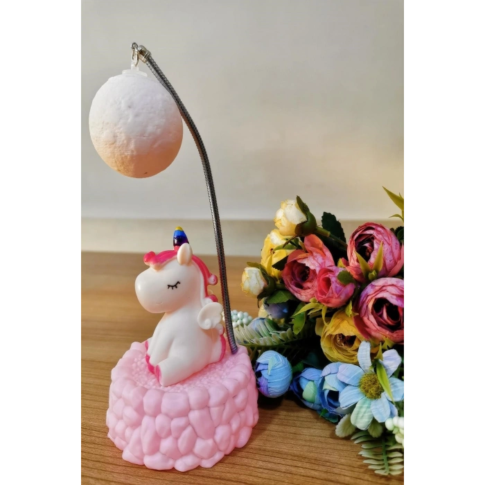 Işık Altında Renk Değiştiren Pembe Unicorn Dekoratif Gece Lambası (5365)