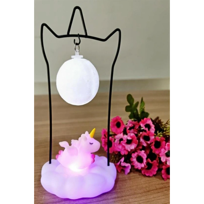 Işık Altında Sallanan Renk Değiştiren Unicornlu Gece Lambası (5365)