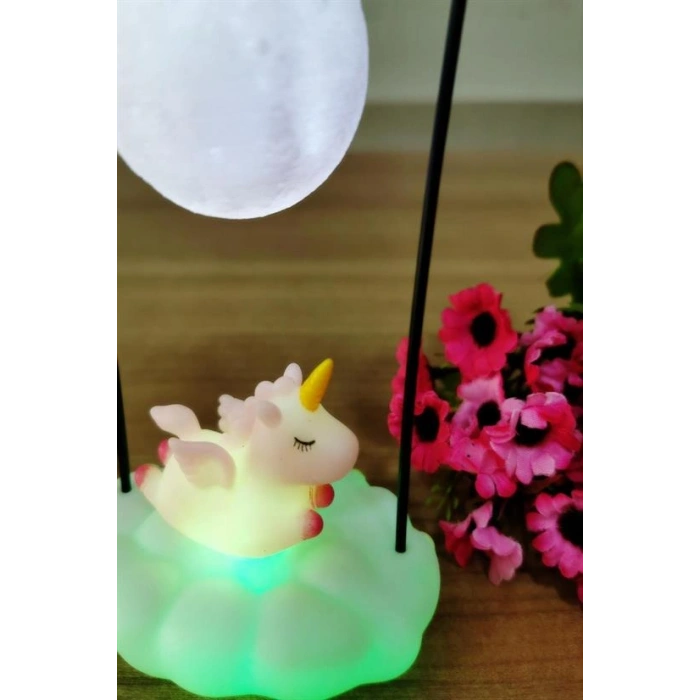 Işık Altında Sallanan Renk Değiştiren Unicornlu Gece Lambası (5365)