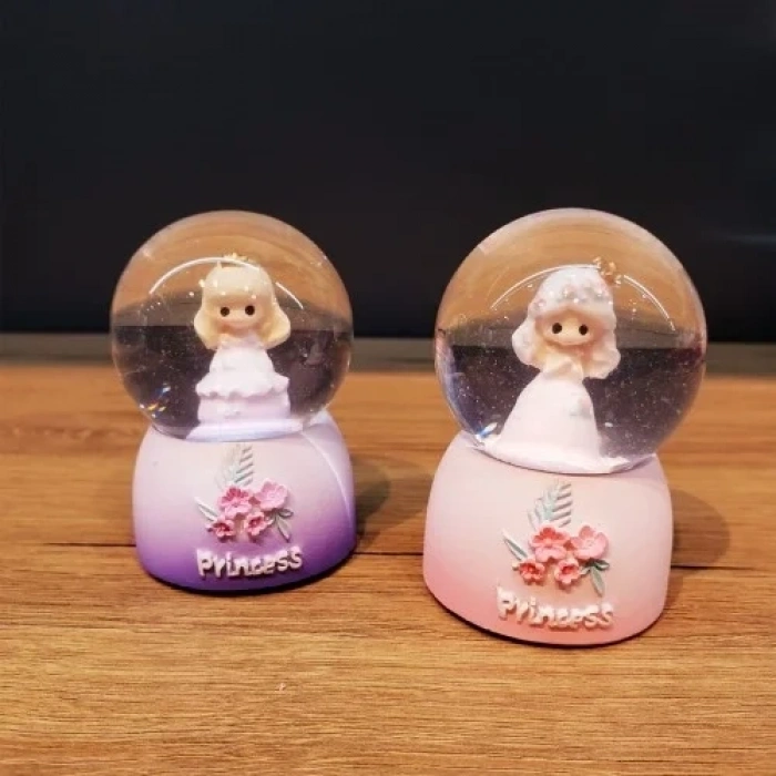 Işıklı Kar Küresi 7 Cm Sevimli Prenses Hediye