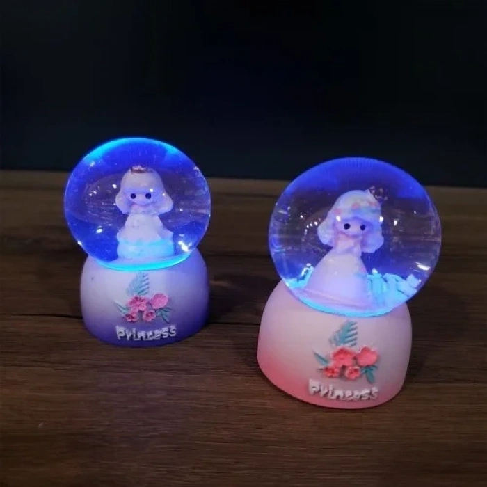 Işıklı Kar Küresi 7 Cm Sevimli Prenses Hediye