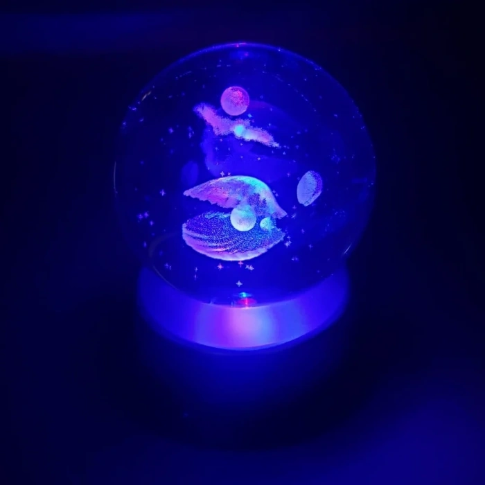 Işıklı Kristal Cam Küre 3 Adet Mini Saat İle