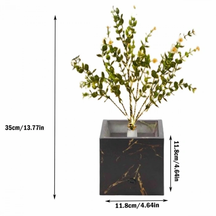 Illuminated Artificial Flower – Black Pot LED Decorative Plant, Desktop and Home Office Lighted Ornamental Plant (5365)