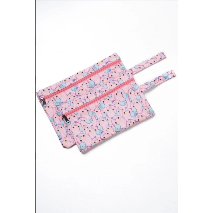 Islak/kuru Kirli Temiz Kıyafet, Mayo, Bebek Çamaşır Çantası - Sıvı Geçirmez Pembe