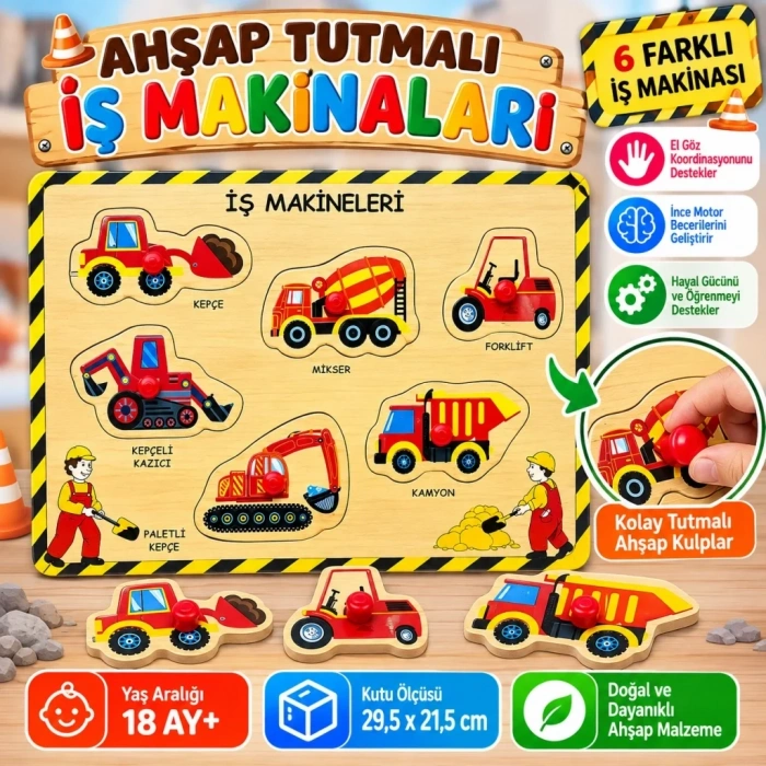 İşlevsel Ahşap Tutmalı İş Makineleri 1 Adet